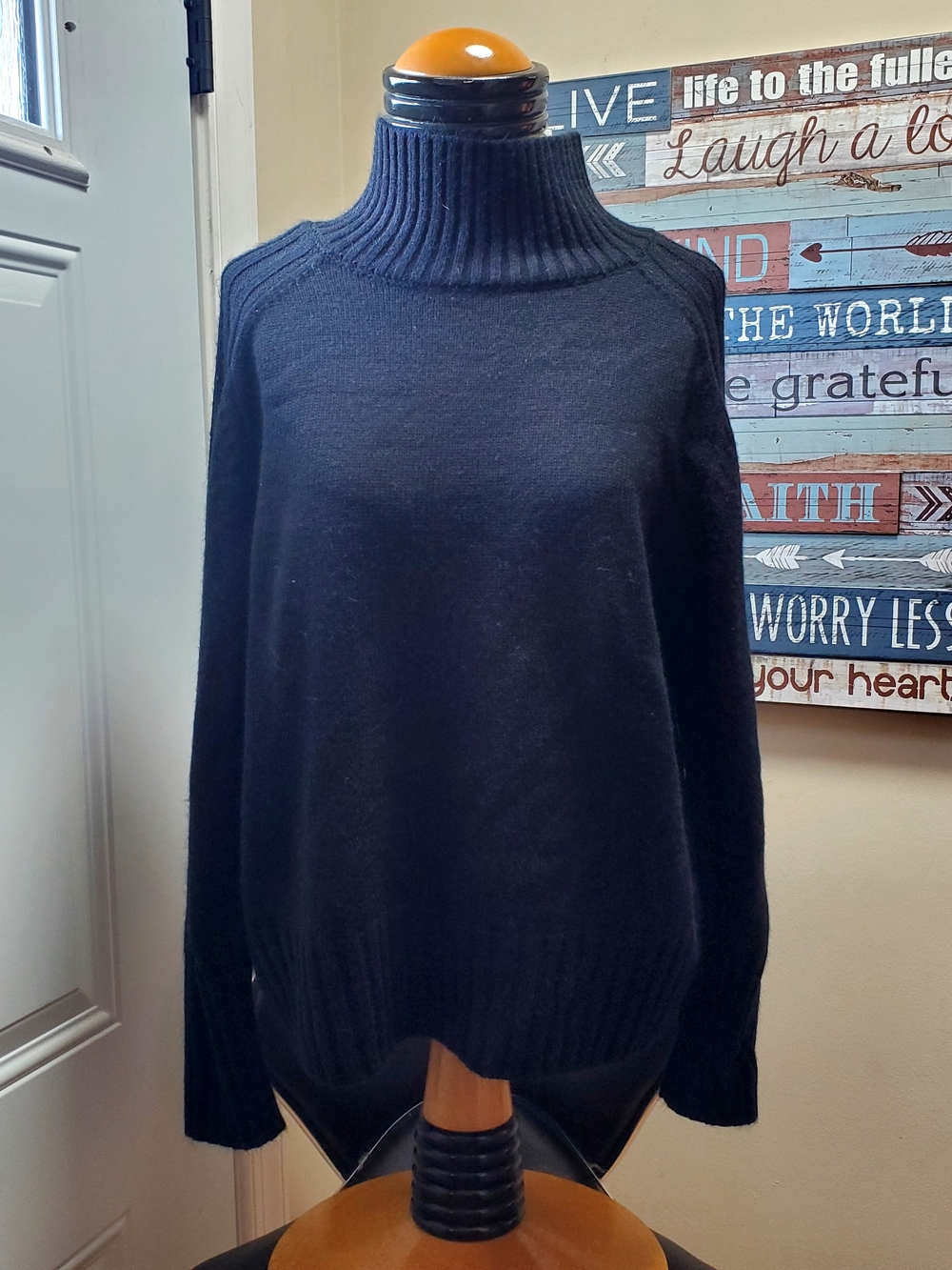 Commense Navy Ribbed Turtleneck Sweater - Picture 2 of 4